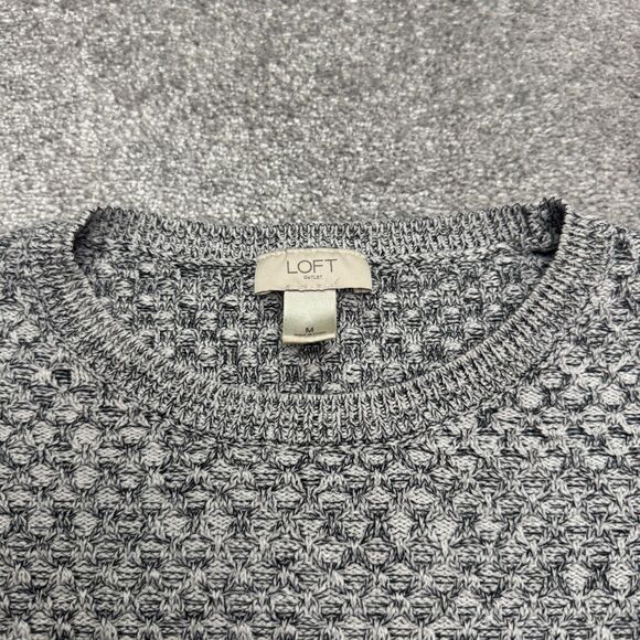 Loft Textured Knitted Pullover Sweater Dress Womens Medium Gray Wool Blend Cozy - Picture 7 of 14